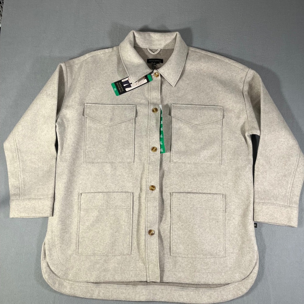 Banana Republic ladies' Utility Shacket‎ Jacket 4 pocket sand Button Front XL